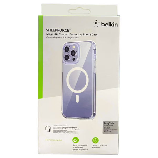 Silicone Belkin Coque Coque MagSafe Transparente pour iPhone – Protection Ultra‑Claire et Compatible Charge Sans Fil