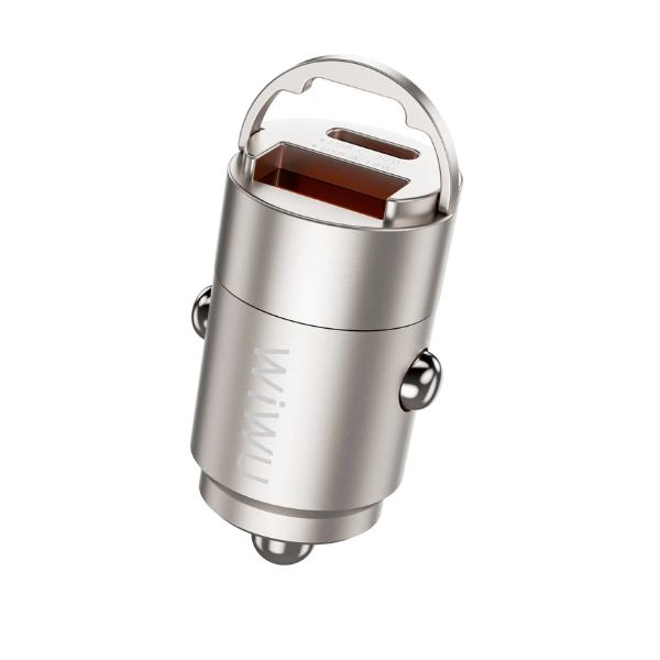 Chargeur de Voiture WiWU Nano Series 30W – Double Port USB-A + USB-C, Charge Rapide PD/QC, Compact et Élégant