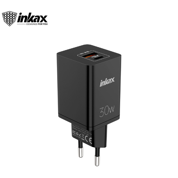 Chargeur Rapide USB Inkax C17-Eu 30w 2 Ports USB A & C Noir