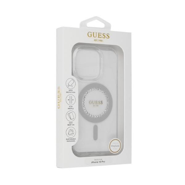 Coque GUESS compatible MagSafe pour iPhone 16 Pro — Transparente élégante& chic