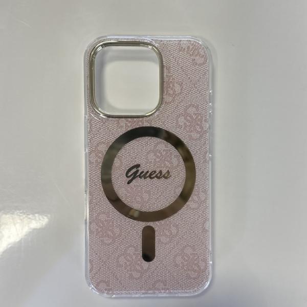 Coque Guess MagSafe Imprimé HD Rose pour iPhone 16 Pro Max