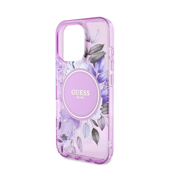 Coque Guess IML avec motif floral — compatible MagSafe pour iPhone 16 Pro Max