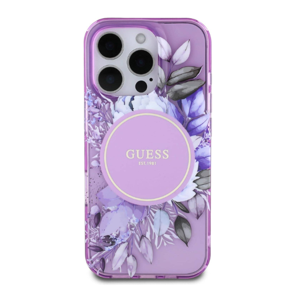 Coque Guess IML avec motif floral — compatible MagSafe pour iPhone 16 Pro Max