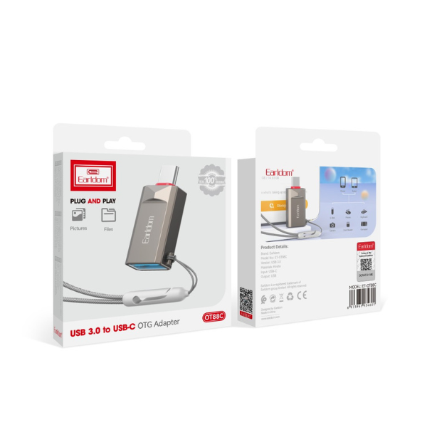 Adaptateur USB 3.0 vers USB-C OTG – Earldom ET-OT88C gris