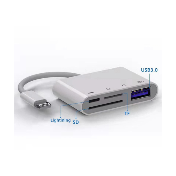 Adaptateur OTG 4IN1 Earldom ET-OT106CL — Lecteur de cartes SD/TF, USB-C & Lightning