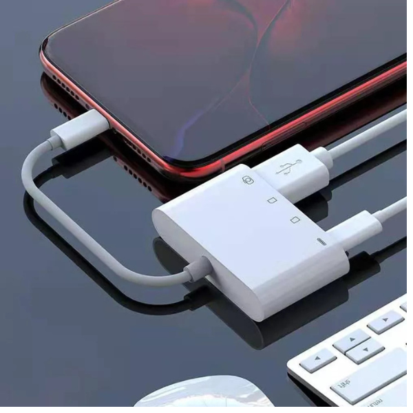 Adaptateur OTG 4IN1 Earldom ET-OT106CL — Lecteur de cartes SD/TF, USB-C & Lightning