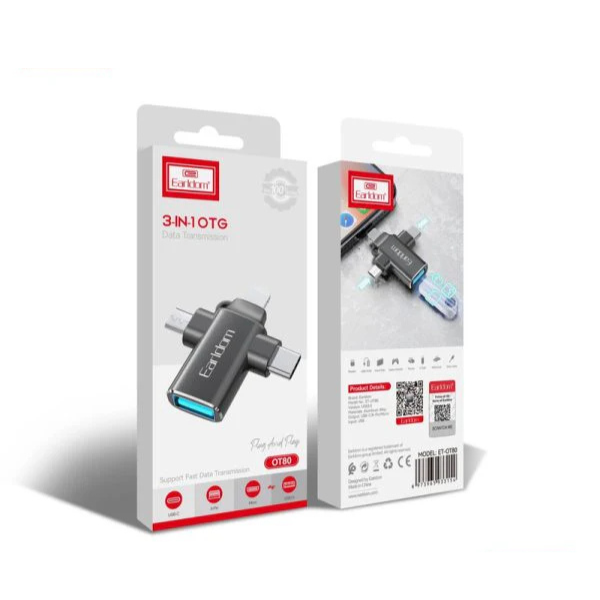 Adaptateur OTG 3-en-1 Earldom OT80 USB-C / Lightning / Micro-USB