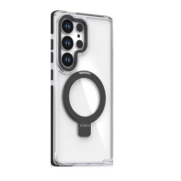 Coque Transparente Haut de Gamme en TPU avec Support Métal pour Samsung Galaxy S24 Ultra – Protection & Style