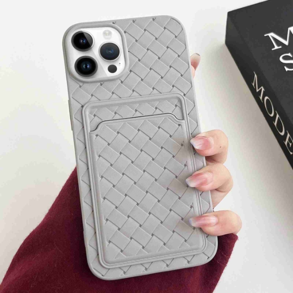 Coque Portefeuille iPhone – Texture Tressée avec Emplacement Carte & Protection Antichoc