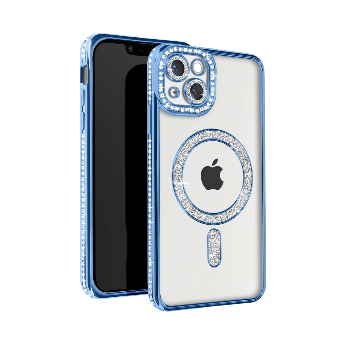 Coque Transparente Strass – Bord Électroplaqué & Anneau Rotatif 360° – Protection Écran/Camera
