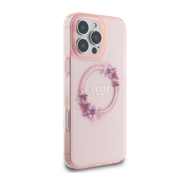 Coque iPhone 16 Pro Max élégante et résistante avec MagSafe – Finition pailletée rose, protection antichoc