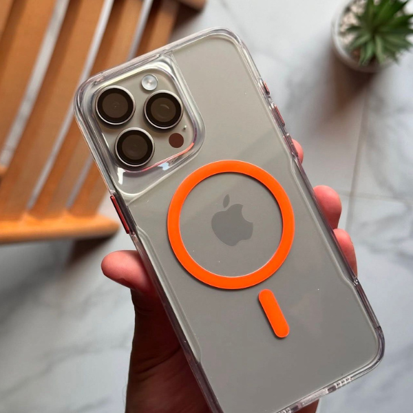 Coque transparente antichoc à anneau magnétique – chargement sans fil intégré