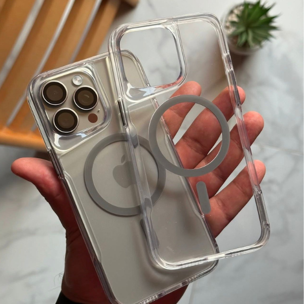 Coque transparente antichoc à anneau magnétique – chargement sans fil intégré