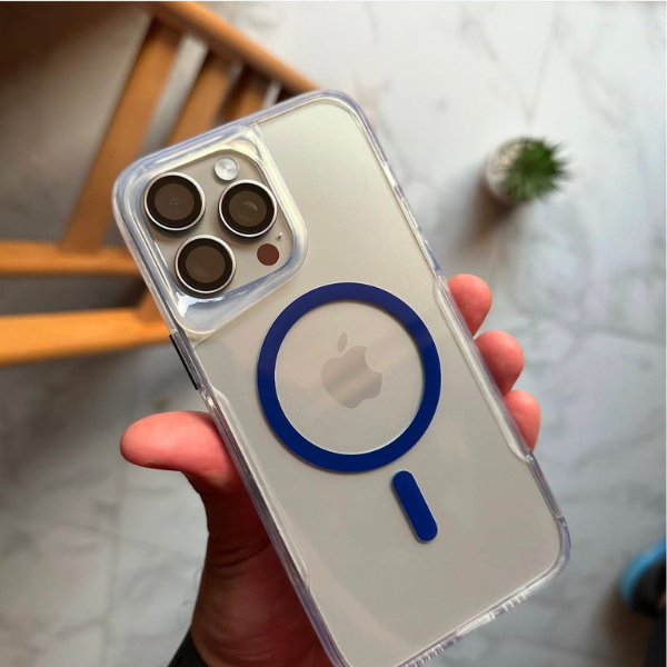 Coque transparente antichoc à anneau magnétique – chargement sans fil intégré