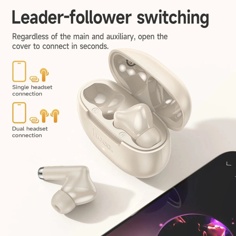 Écouteurs True Wireless  Hoco EQ24  Bluetooth 5.4,Confort et Autonomie7 h - Or de monet