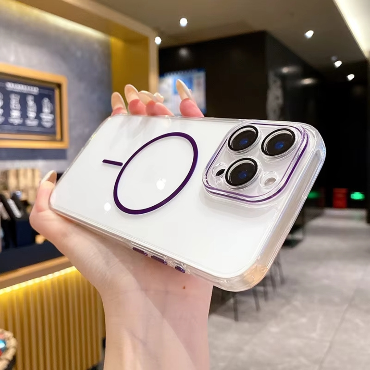 Coque Transparente Antichoc avec Anneau Magnétique — Compatible Charge Sans Fil