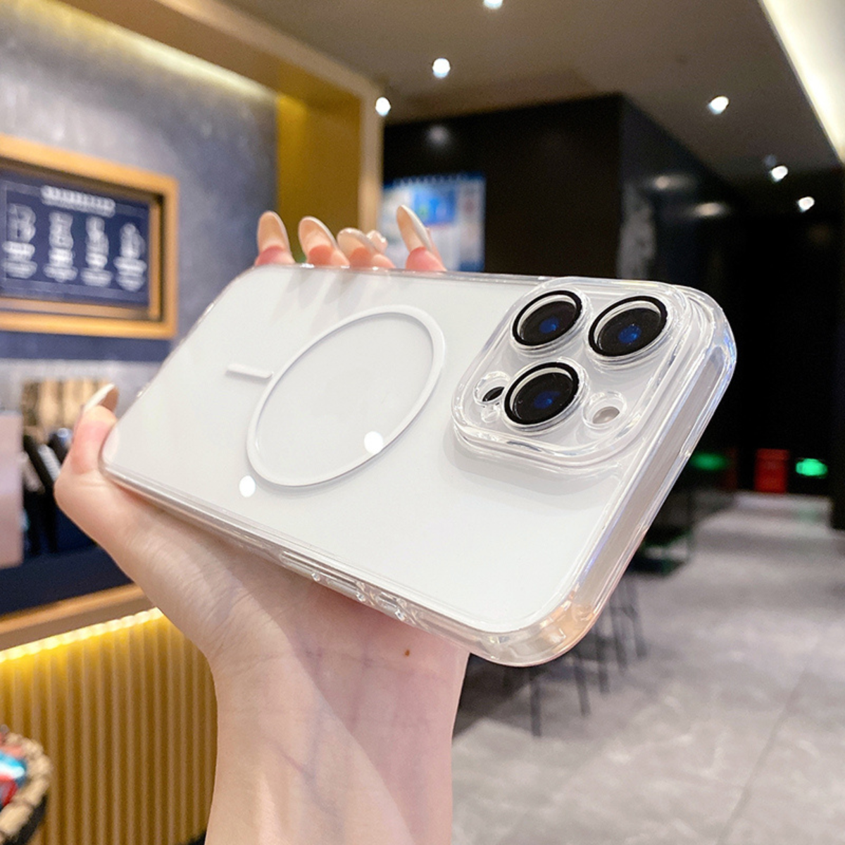 Coque Transparente Antichoc avec Anneau Magnétique — Compatible Charge Sans Fil