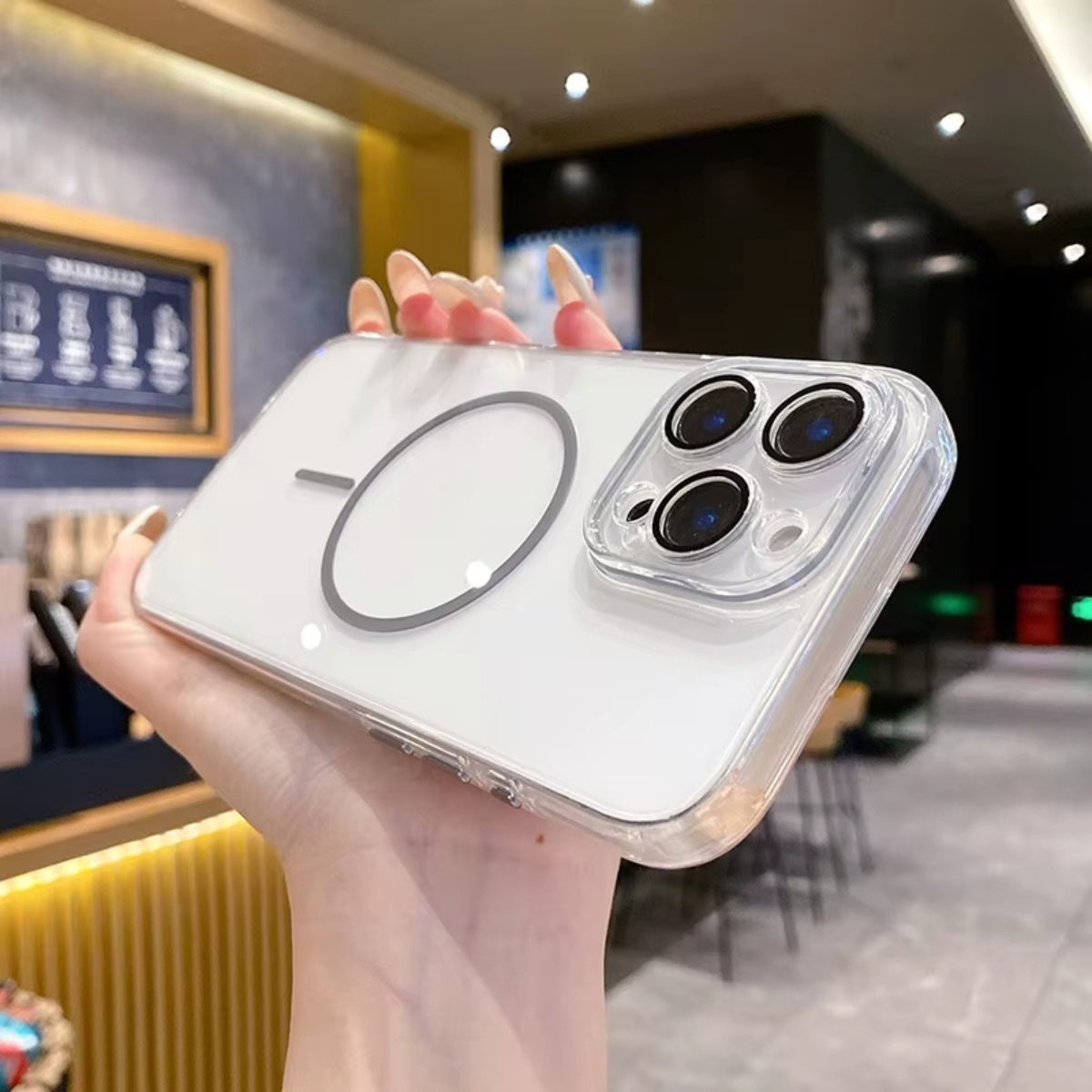 Coque Transparente Antichoc avec Anneau Magnétique — Compatible Charge Sans Fil