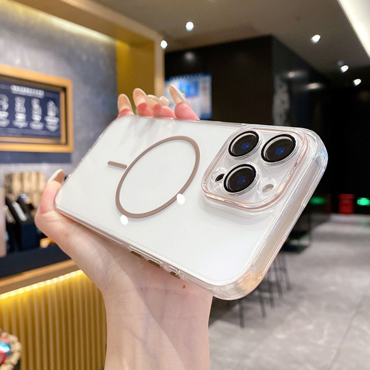 Coque Transparente Antichoc avec Anneau Magnétique — Compatible Charge Sans Fil