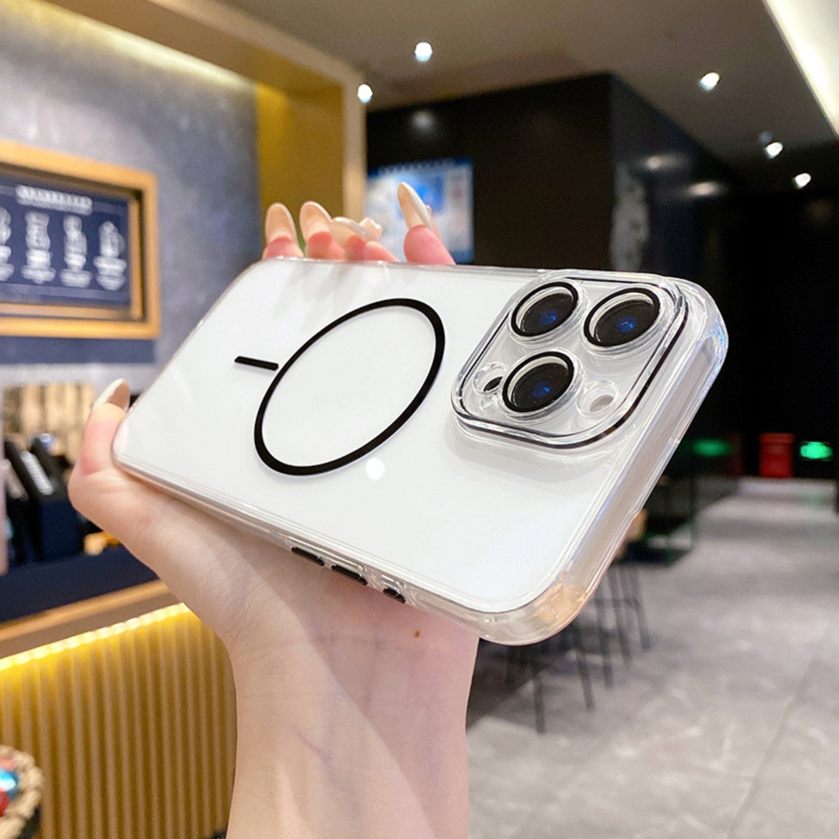 Coque Transparente Antichoc avec Anneau Magnétique — Compatible Charge Sans Fil