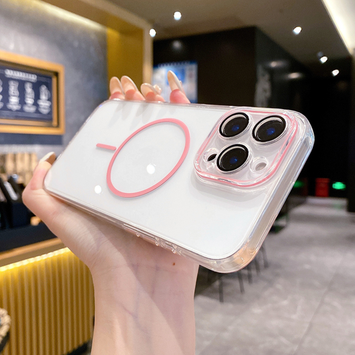 Coque Transparente Antichoc avec Anneau Magnétique — Compatible Charge Sans Fil