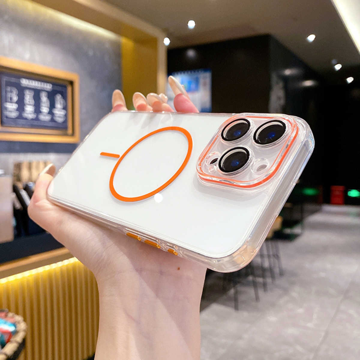 Coque Transparente Antichoc avec Anneau Magnétique — Compatible Charge Sans Fil