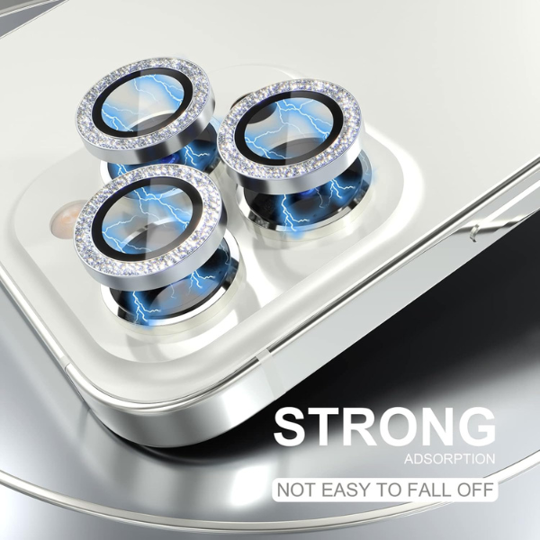 Protection Camera 14 Pro Max & 14 Pro Avec Strass Argentée – Style & Sécurité