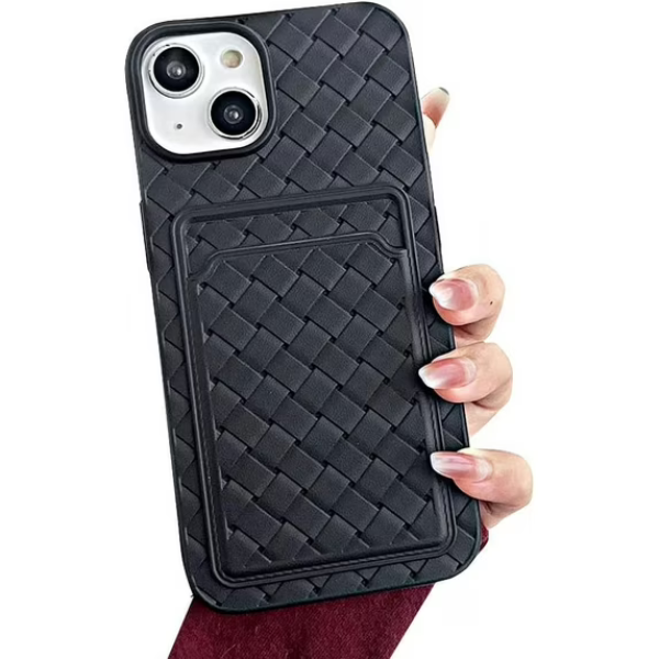 Coque Portefeuille iPhone – Texture Tressée avec Emplacement Carte & Protection Antichoc