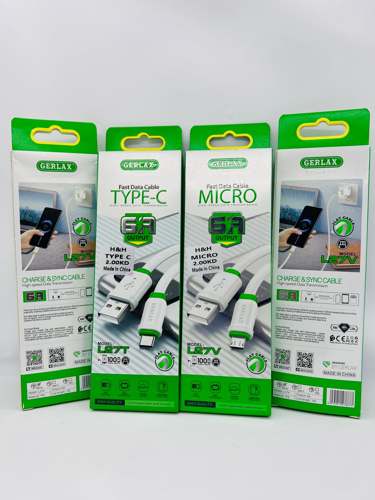 Câble de Données Rapide Gerlax Type-C – Charge & Synchronisation Haute Vitesse